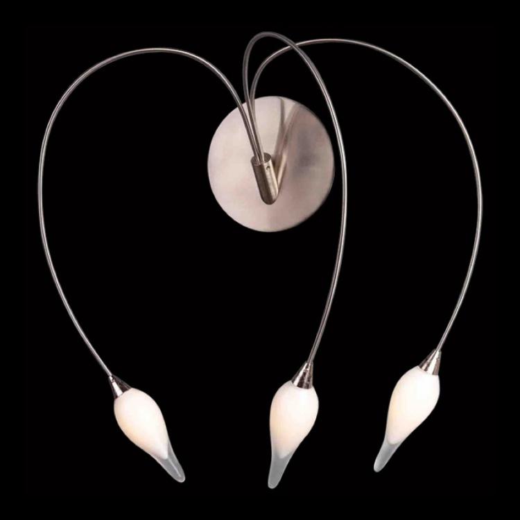 Drop Glass Wall Light 3 - Satin Chrome / Shiny White Glass