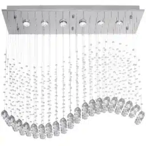 Ripple 6 Light - LED Crystal Pendant - Clear / Stainless Steel
