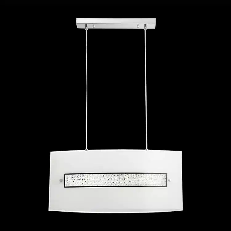Curvy - Rectangular Glass and Crystal Pendant - Clear / Frosted Glass / Chrome - Image 3