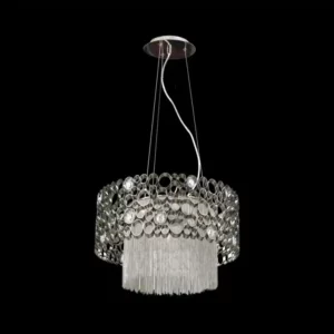 Gem - Metal and K9 Crystal LED Pendant - Clear / Satin Chrome