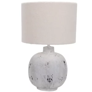 Aleah - Ceramic Table Lamp with Fabric Shade - Cream / Grey Stone