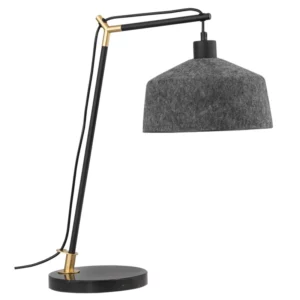 Alana - Metal and PET Table Lamp with Marble Base and Felt Shade - Grey / Black and Gold