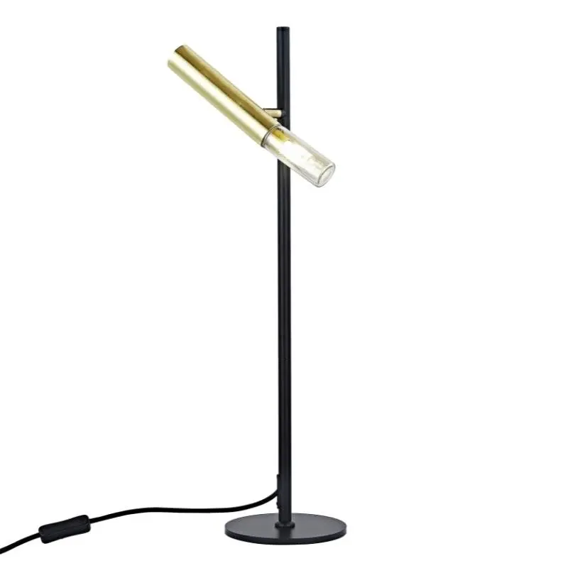 Cam - Metal and Glass Table Lamp - Amber / Black and Satin Gold