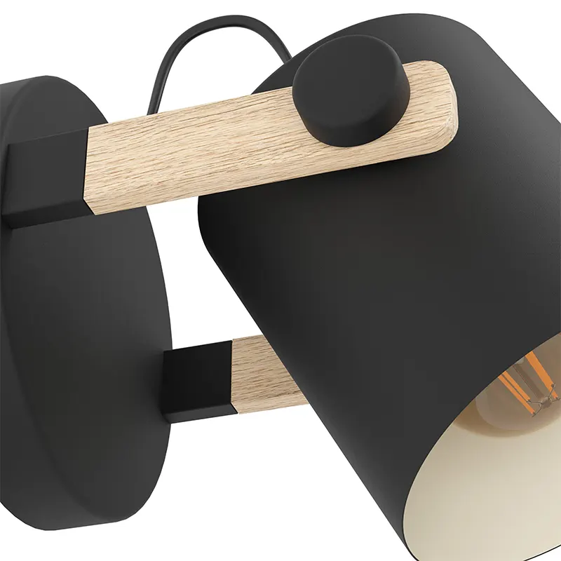 Hornwood - Steel and Wood Adjustable Spot Light - Natural / Black and Cream 3