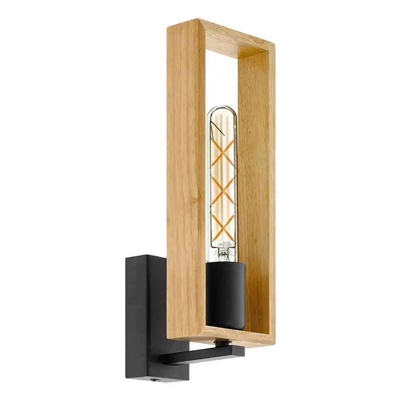 Littleton – Steel and Wood Wall Light – Natural / Black