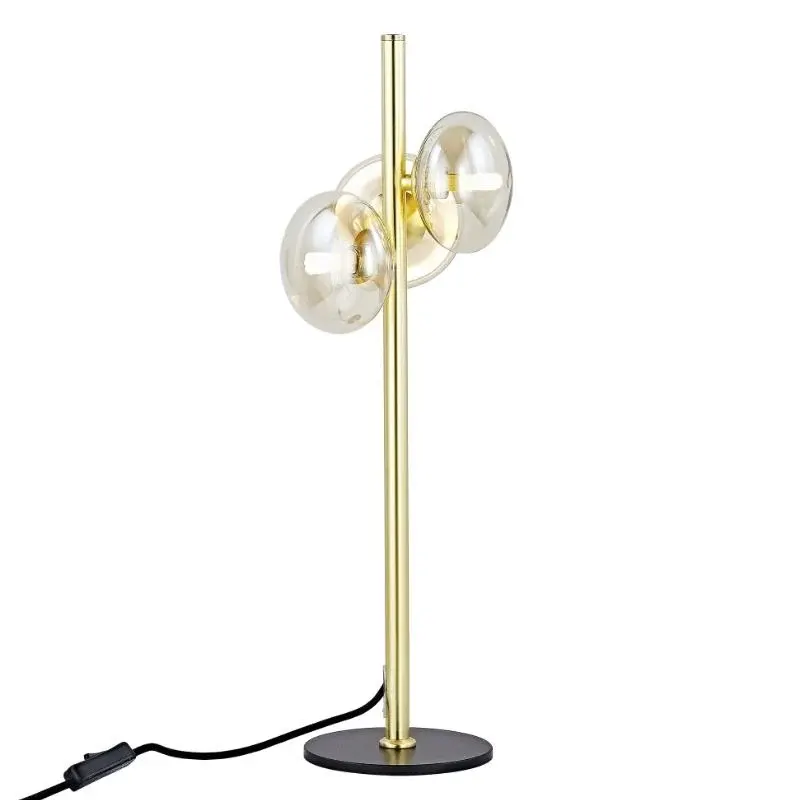 Yoyo - Metal and Glass Table Lamp - Amber / Black and Satin Gold